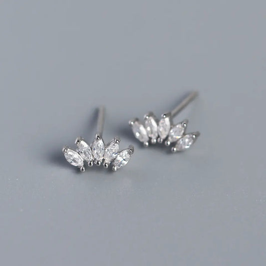 Amy | 925 Sterling Silver Cubic Zirconia Crown Shape Stud Earring