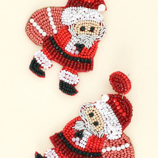 Christmas Santa Claus Beaded Earrings